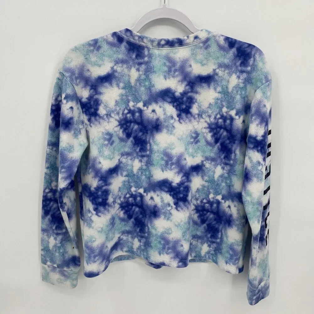 Justice Active Girls Tie Dye Round Neck Long Sleeve Pullover Sweatshirt 14/16